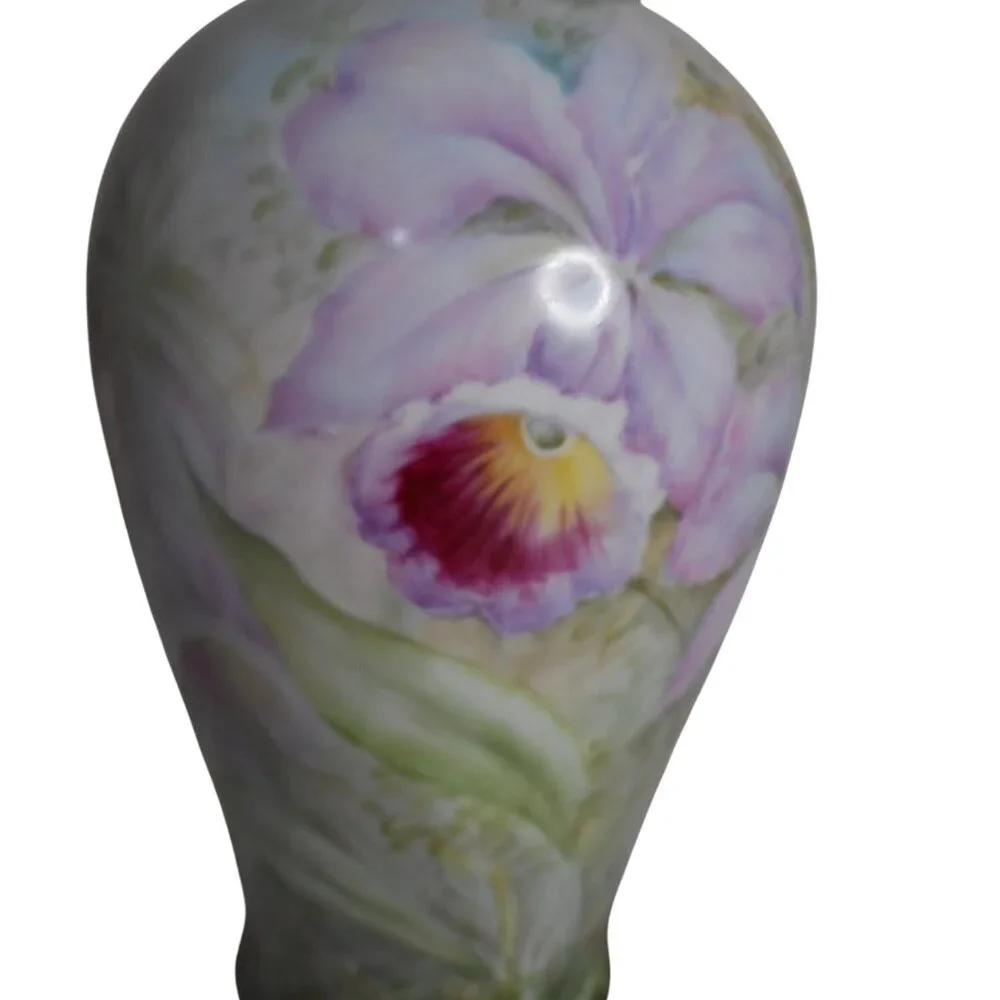 Vintage c 1930 Epiag Czechoslovakian Porcelain Floral Orchid vase pastels
